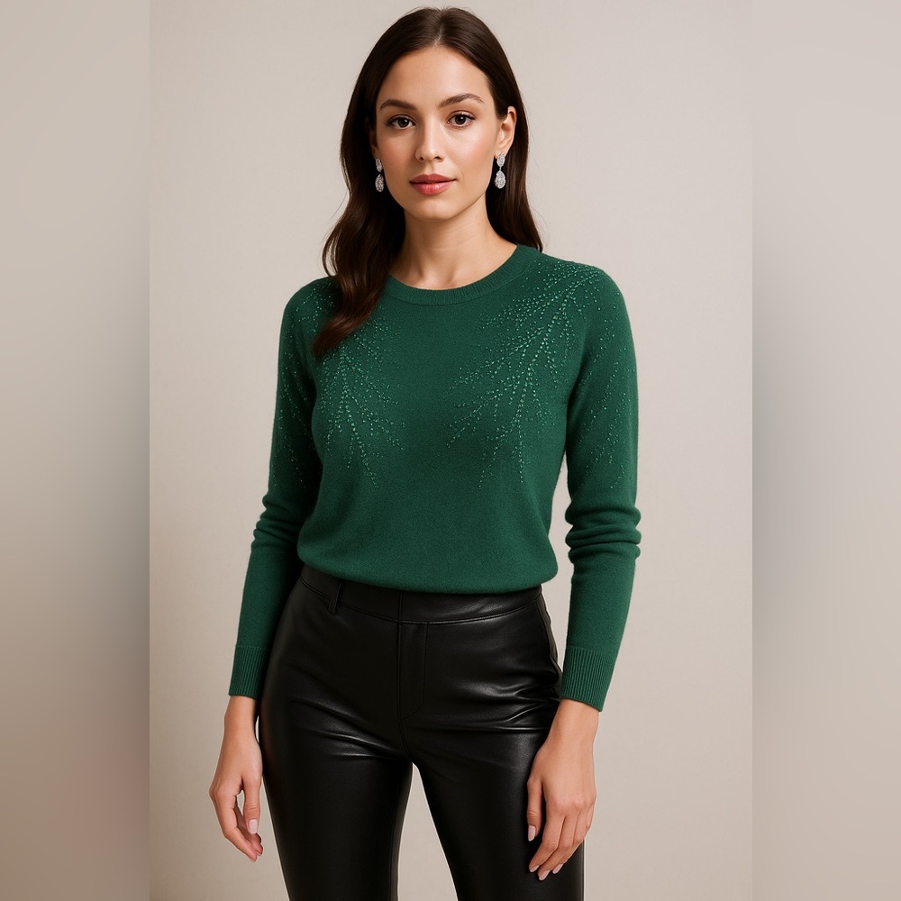 LIV Milano Elegant Green Embellished Sweater